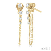 1/3 Ctw Journey Round Cut Diamond Fashion Long Chain Earring in 14K Yellow Gold